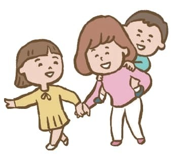 母子が交流しているイラスト