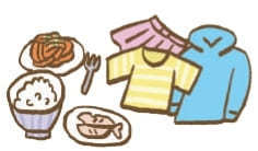 子供の服やごはんのイラスト
